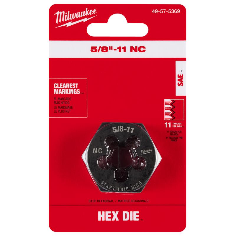 Milwaukee High Carbon Steel SAE NC Hexagon Die 5/8-11 NC 1 pc
