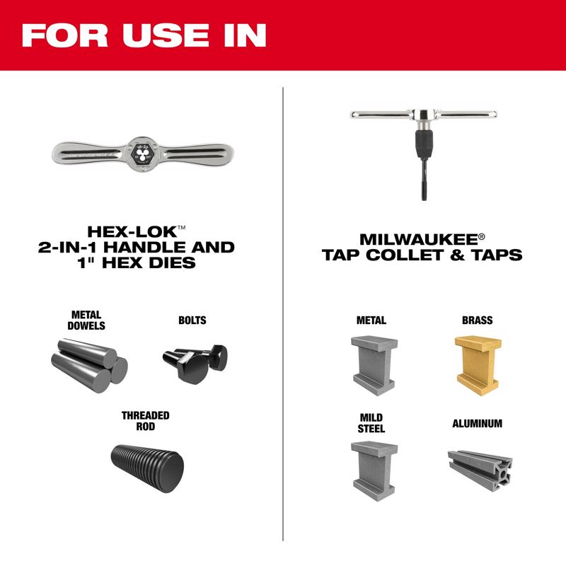 Milwaukee Tap and Die Handle w/Collet 1/4-1/2 in. 1 pc