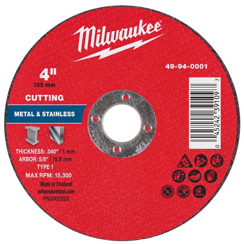 Milwaukee 4 in. D X 5/8 in. X .040 in. thick Metal Cut-Off Wheel 1 pc
