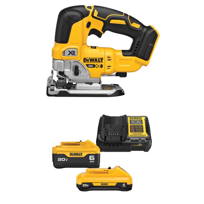 DEWALT 20V MAX* XR Cordless Jig Saw with DEWALT 20V MAX* 4 Ah and 6 Ah Battery & Charger Kit