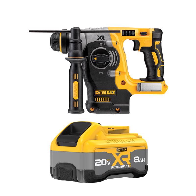 DEWALT 20V MAX* XR 1 in. SDS PLUS Rotary Hammer with 20V MAX* XR POWERPACK 8.0Ah Battery