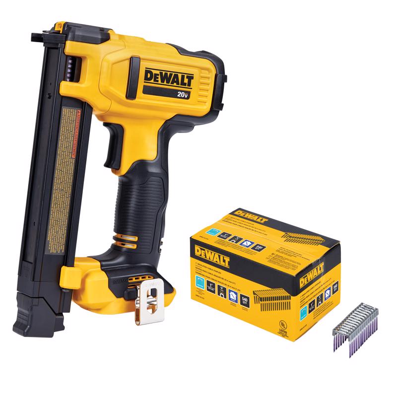 DEWALT 20V MAX* Cordless Cable Stapler with DEWALT 1In Insulated Elect Staples 540 Qty
