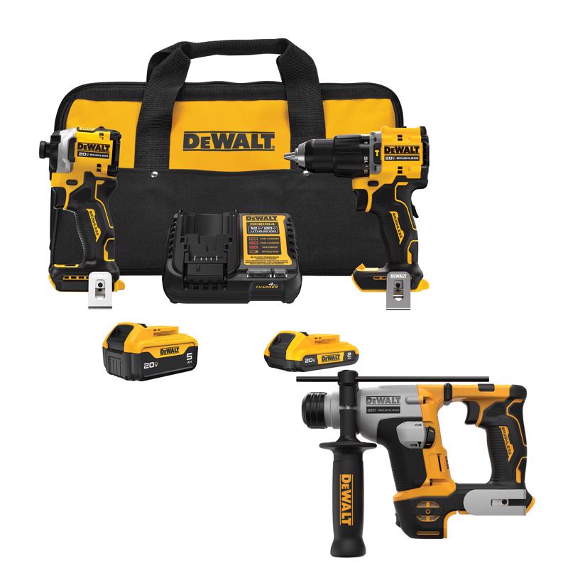 DEWALT 20V MAX 2-Tool Hammer Drill/Impact Combo with 20V MAX ATOMIC 5/8 in SDS+ Rotary Hammer Drill