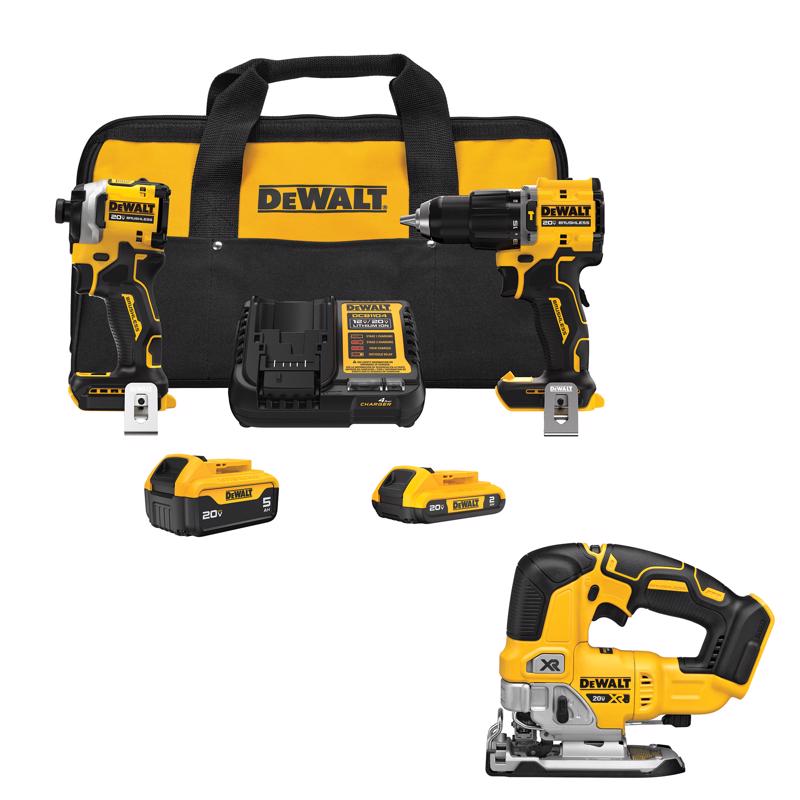 DEWALT 20V MAX 2-Tool Hammer Drill/Impact Combo Kit with DEWALT 20V MAX* XR Cordless Jig Saw