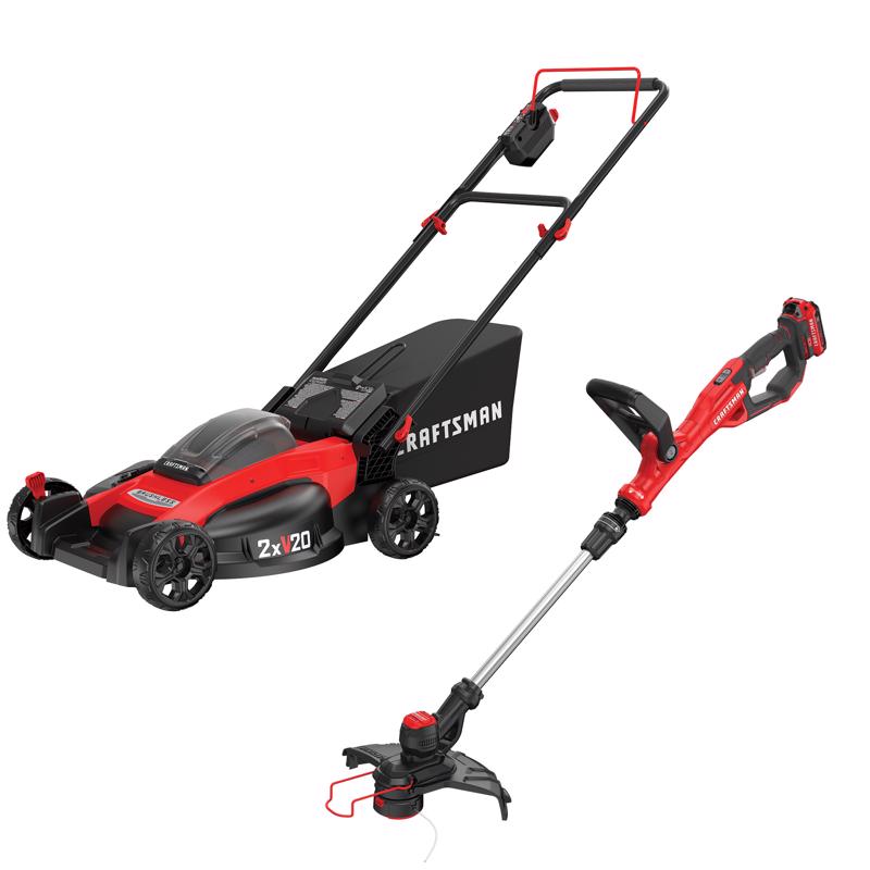 CRAFTSMAN V20* 2x20V MAX* 20-in. Push Mower with V20* Cordless String Trimmer/Edger Kit