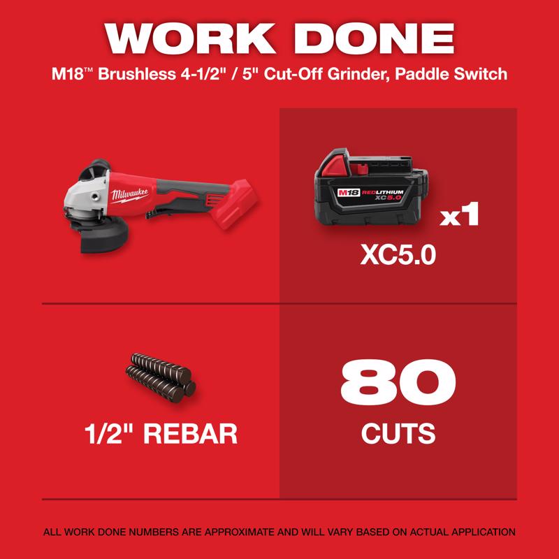 M18 Brushless 4-1/2 in Grinder w 5Ah Battery & Charger Kit