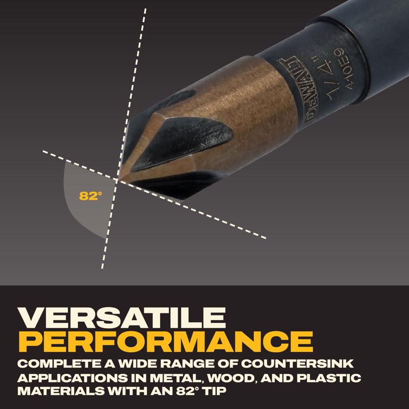 DeWalt 1/4, 3/8, 1/2, 5/8 and 3/4 in. High Speed Steel Countersink Bit Set 5 pc