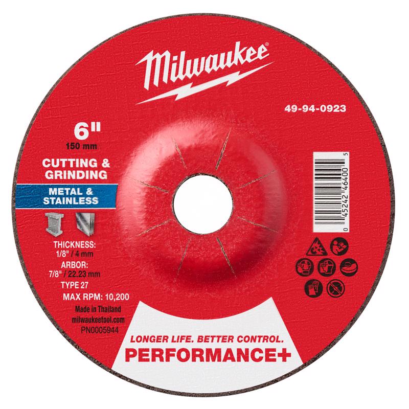 Milwaukee 6 in. D X 7/8 in. X 1/8 in. thick Metal Cutting/Grinding Disc 1 pc