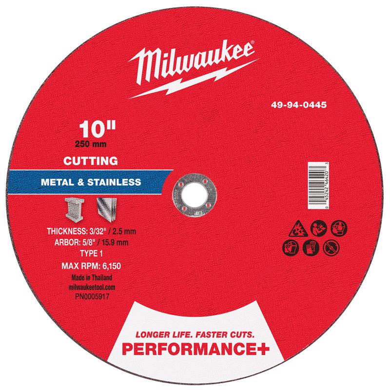 Milwaukee 10 in. D X 5/8 in. X 3/32 in. thick Metal Cut-Off Wheel 1 pc