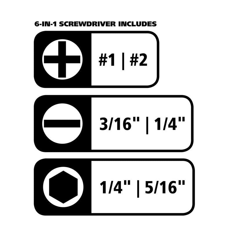 GreatNeck 6-in-1 Screwdriver 12 pk