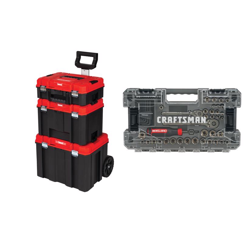 CRAFTSMAN VERSASTACK System Rolling Tool Box Tower with 64-Piece OVERDRIVE Mechanics Tool Set