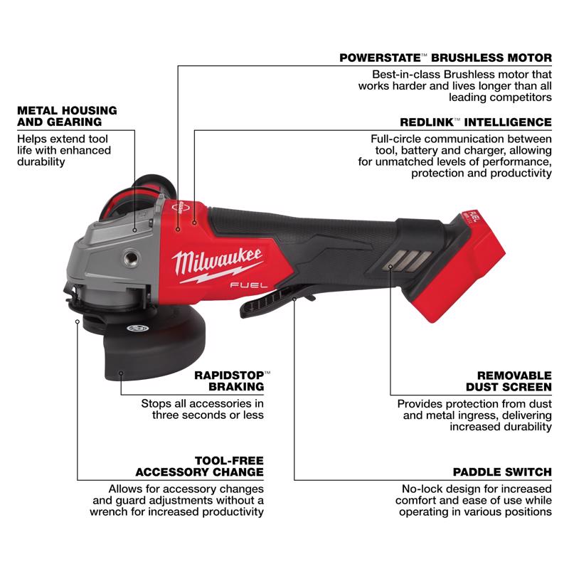 M18 FUEL Brushless 4-1/2 in Grinder w (2) 6Ah Battery Pack Bundle