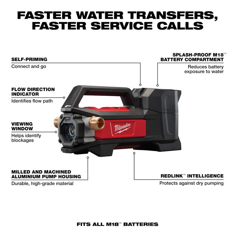 M18 1/4 HP Transfer Pump w 2PK High Output M18 6Ah Batteries