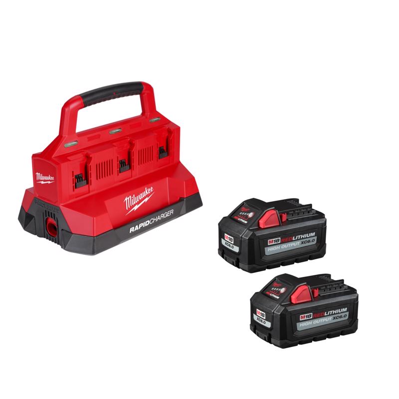 M18 6-Bay PACKOUT Charger w 6Ah Battery 2PK