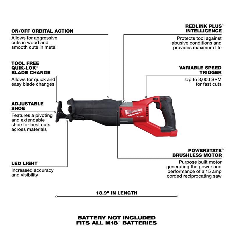 M18 FUEL Super Sawzall Recip Saw w 2PK FORGE 8Ah Batteries