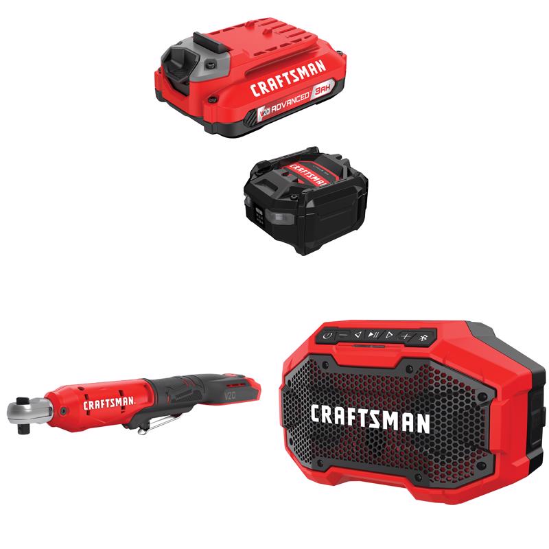 CRAFTSMAN V20 3Ah Advanced Battery Starter with 3/8-in Ratchet with Bluetooth Speaker