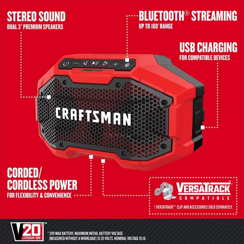CRAFTSMAN V20 3Ah Advanced Battery Starter with 3/8-in Ratchet with Bluetooth Speaker