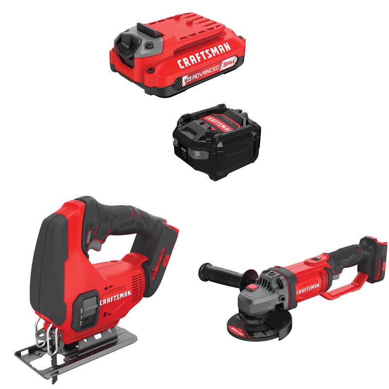 CRAFTSMAN V20 3Ah Advanced Battery Starter with Jig Saw with4.5-in Grinder