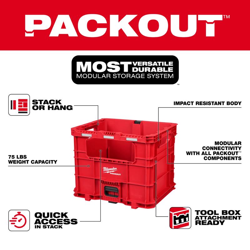 Milwaukee Packout 18.62 in. W X 15 in. H X 15.75 in. D Tool Storage Bin Red