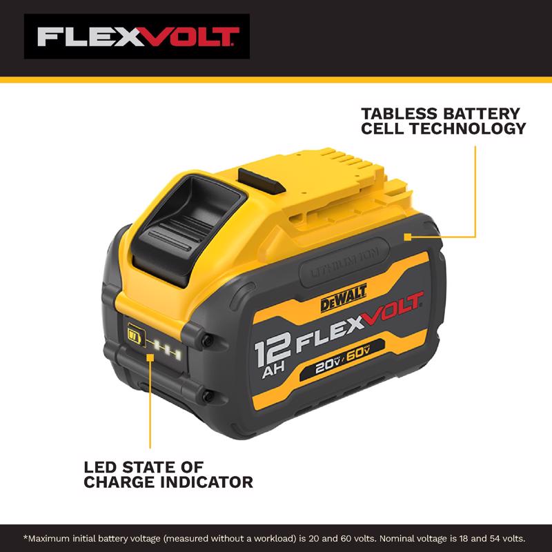 DEWALT 20V-60V MAX FLEXVOLT 12 Ah Lithium-Ion Battery 1 pc