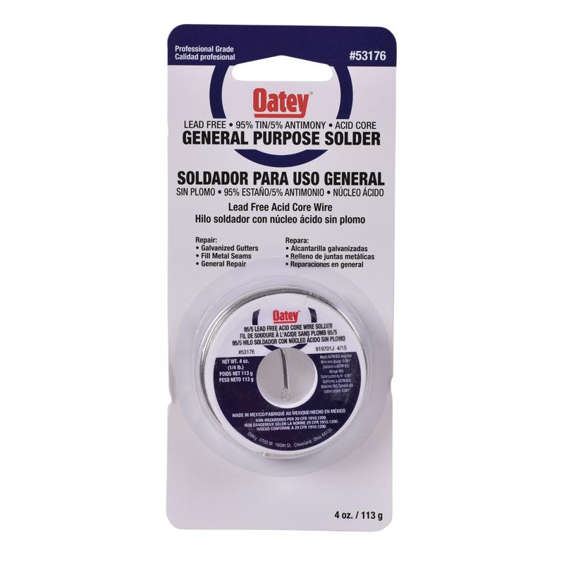 Oatey 4 oz Lead-Free Acid Core Wire Solder Tin/Antimony 95/5 1 pc