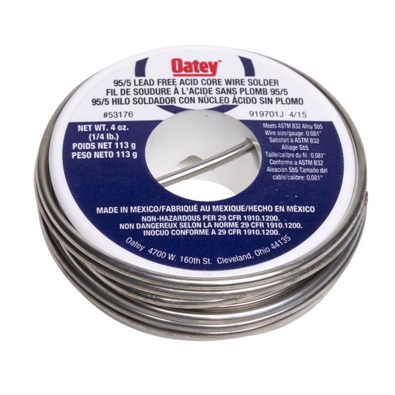 Oatey 4 oz Lead-Free Acid Core Wire Solder Tin/Antimony 95/5 1 pc