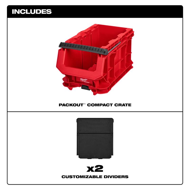 Milwaukee 15.5 in. W X 8.75 in. H Compact Crate Black/Red