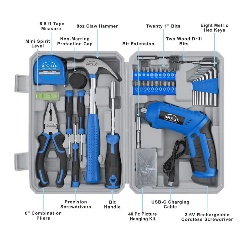 Apollo Tools Household Tool Kit 81 pc
