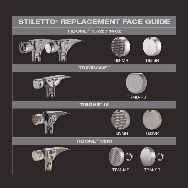 Stiletto 1.42 in. Steel Smooth Replacement Face Kit Gray 1 pc