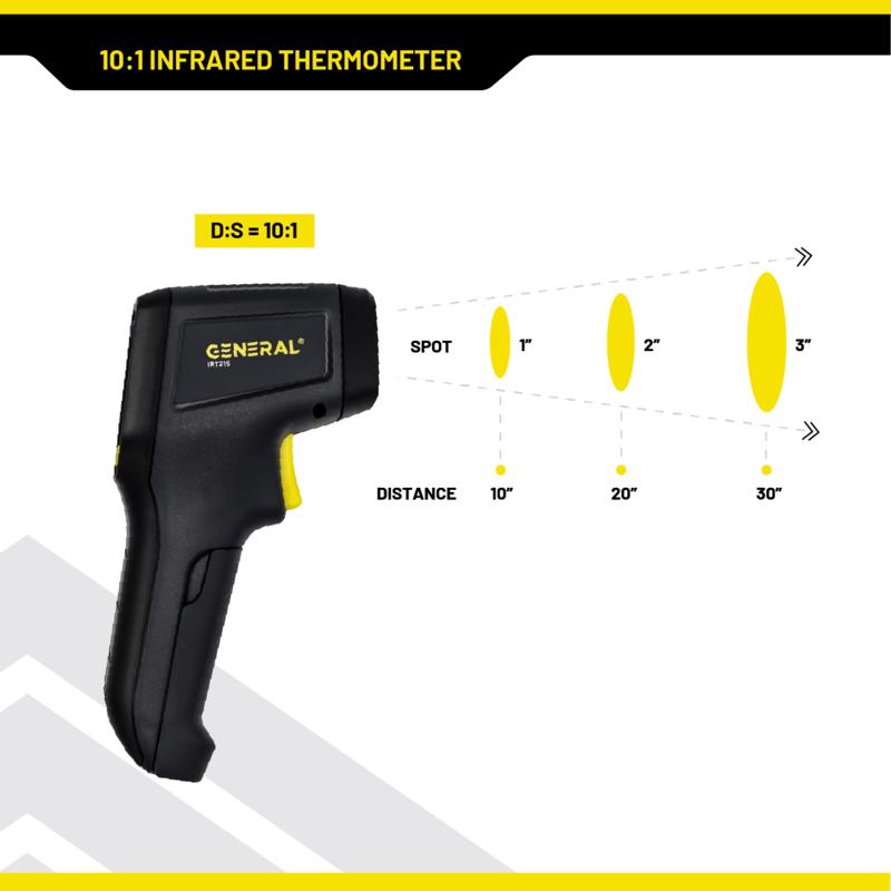 General 662 deg Infrared Thermometer 7 in. L X 3.3 in. W Black