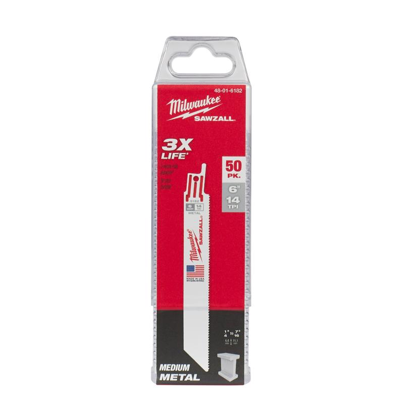 Milwaukee Sawzall 6 in. High Speed Steel Reciprocating Saw Blade 14 TPI 50 pk