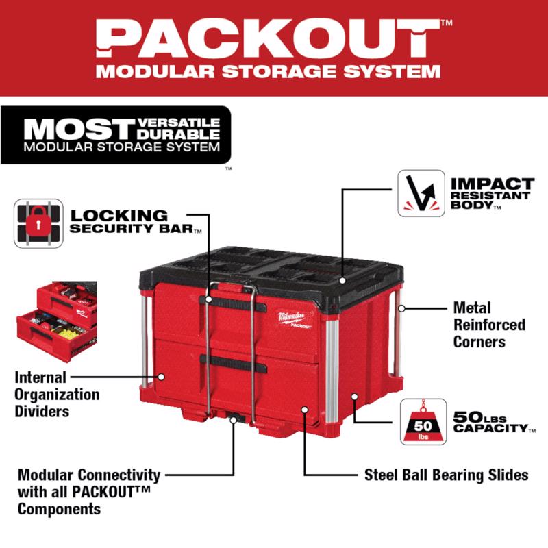 PACKOUT Rolling Drawer w 2-Drawer and 3-Drawer Tool Box 3PC Stack