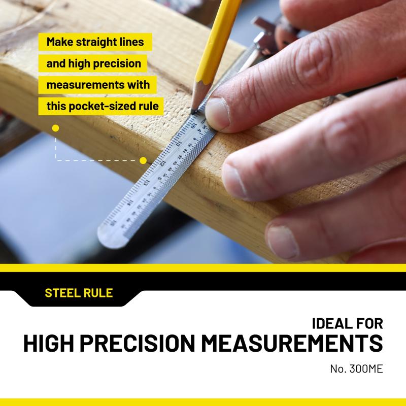 General Tools 6 in. L X 0.46 in. W Stainless Steel Precision Pocket Rule Metric and SAE