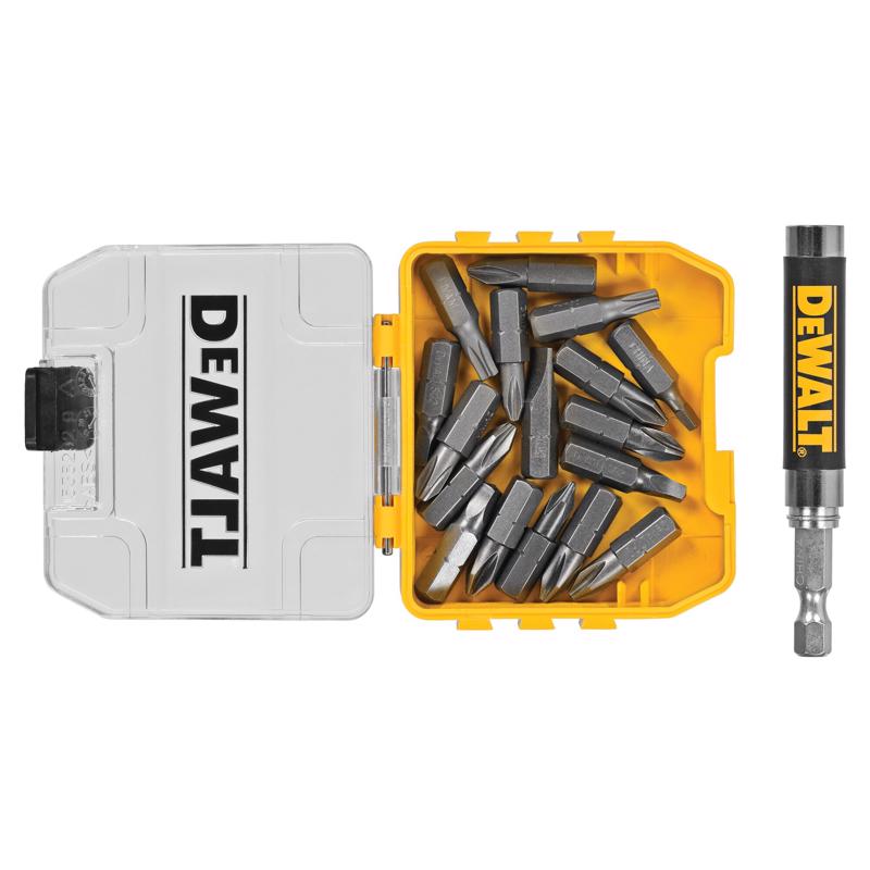 DEWALT 1 in. L Steel Compact Magnetic Drill Bit Set Hex Shank 18 pc
