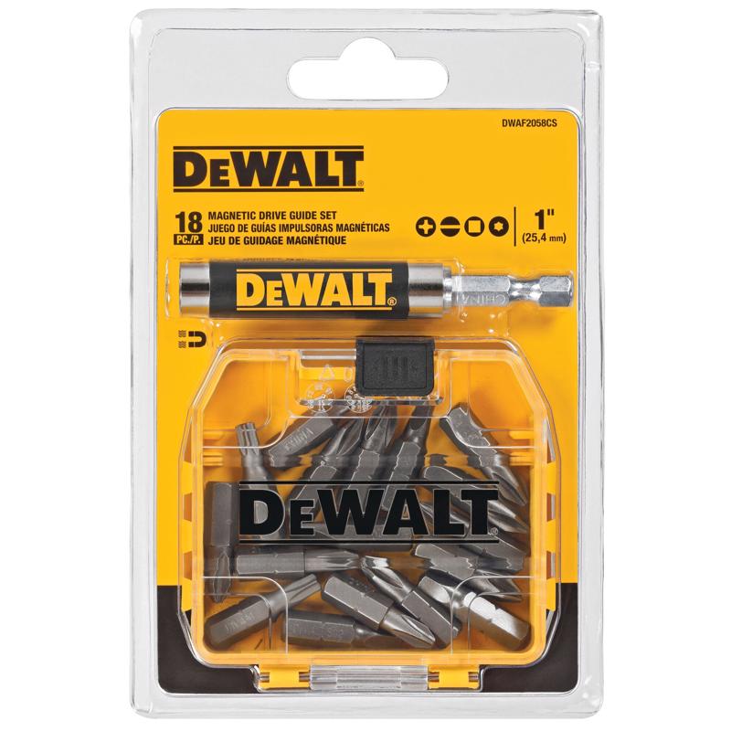 DEWALT 1 in. L Steel Compact Magnetic Drill Bit Set Hex Shank 18 pc