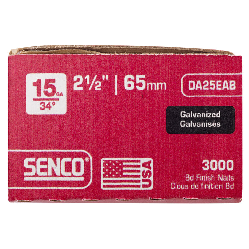 Senco 2-1/2 in. L X 15 Ga. Angled Strip Galvanized Finish Nails 34 deg 3000 pk