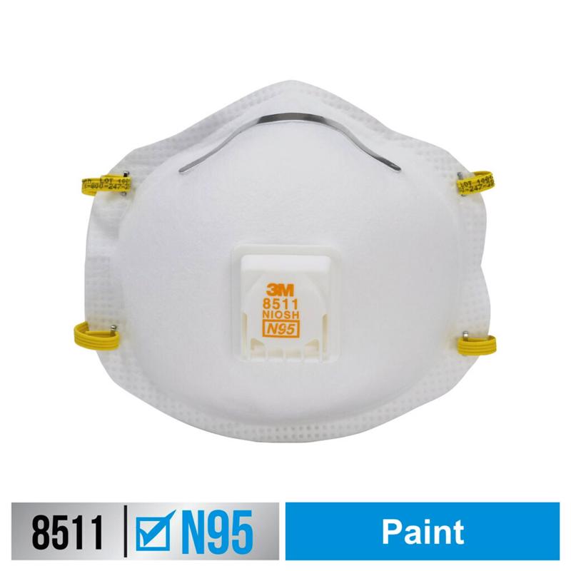 3M N95 Paint Sanding Cup Disposable Respirator Pro-Series Valved White 10 pc