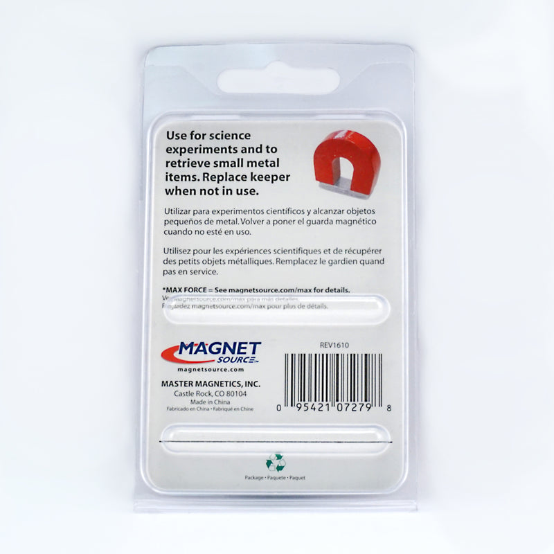 Magnet Source 1 in. L X 1.126 in. W Red Horseshoe Magnet 2 lb. pull 1 pc