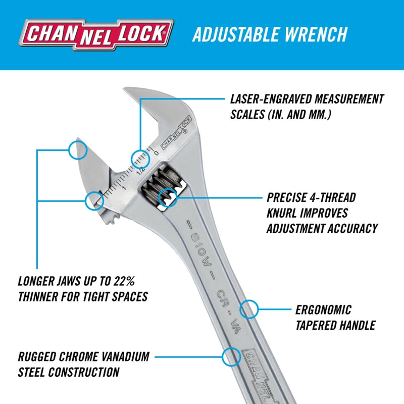 Channellock Metric and SAE Adjustable Wrench 6 in. L 1 pc