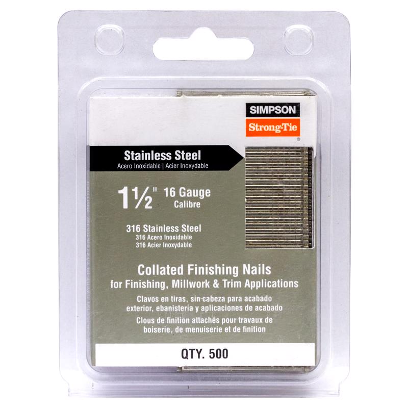 Simpson Strong-Tie 1-1/2 in. L X 16 Ga. Straight Strip Coated Nails 500 pk