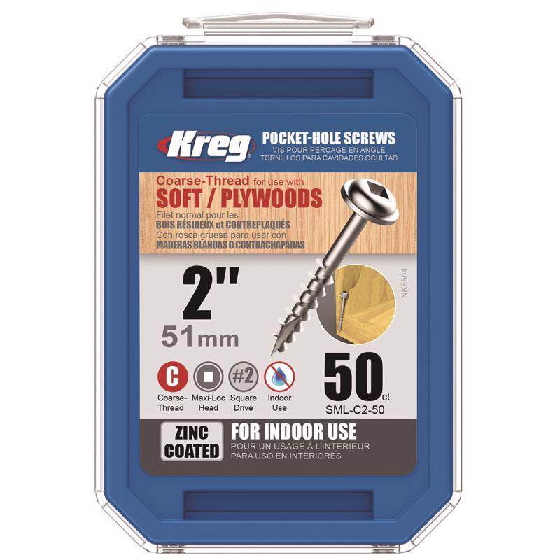 Kreg No. 8 X 2 in. L Square Zinc-Plated Pocket-Hole Screw 50 pk