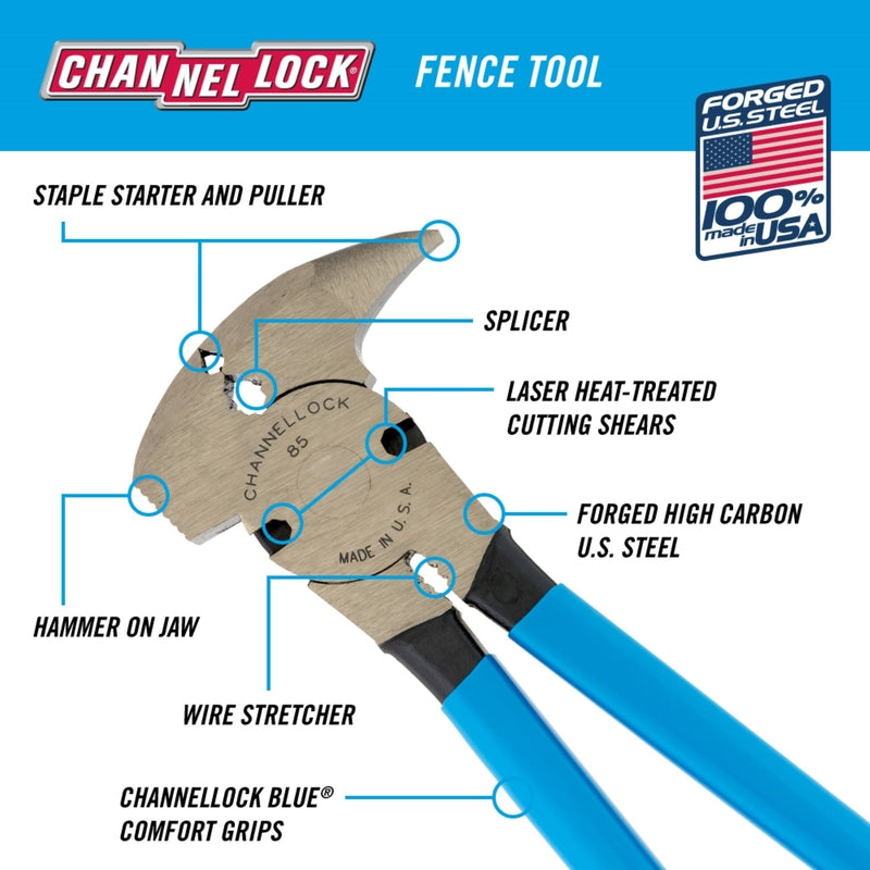 Channellock 10.38 in. Carbon Steel Fence Pliers