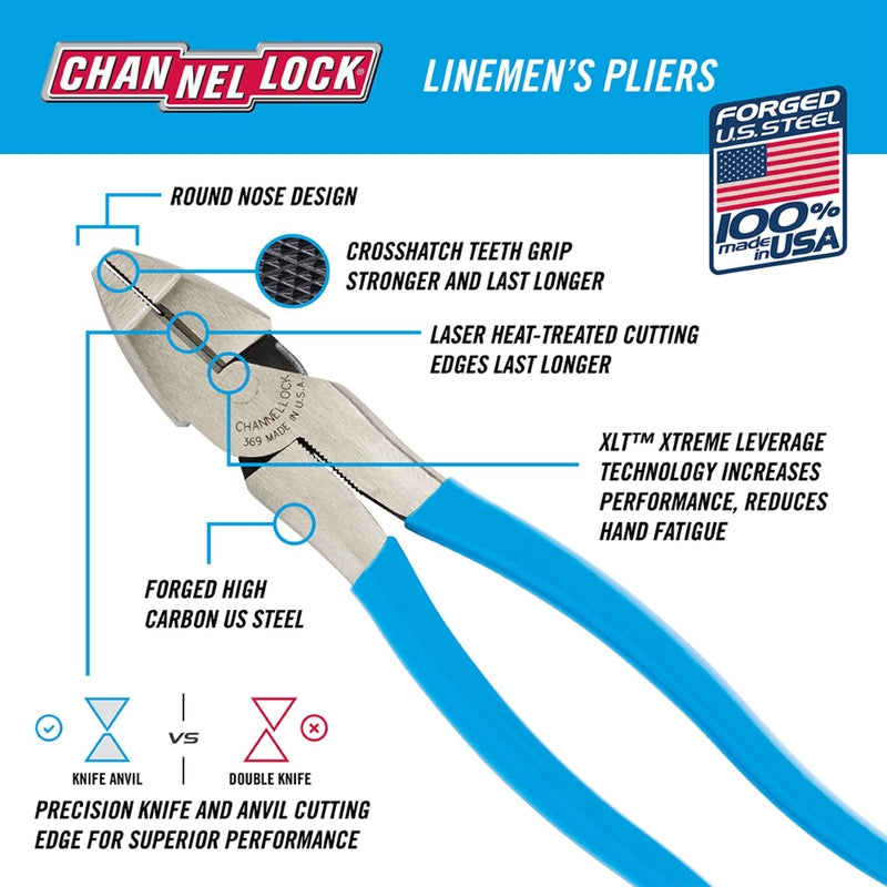 Channellock 8-1/2 in. Carbon Steel Linesman Pliers