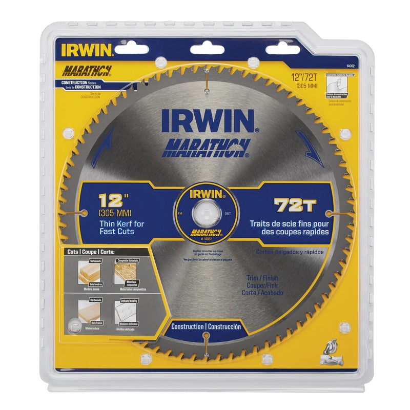 Irwin Marathon 12 in. D X 1 in. Carbide Miter and Table Saw Blade 72 teeth 1 pk