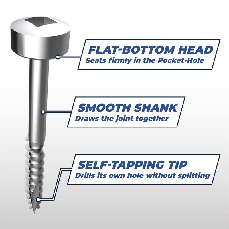 Kreg No. 6 X 1 in. L Square Zinc-Plated Pocket-Hole Screw 500 ct