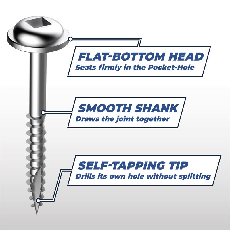 Kreg No. 7 X 1-1/2 in. L Square Zinc-Plated Pocket-Hole Screw 500 ct