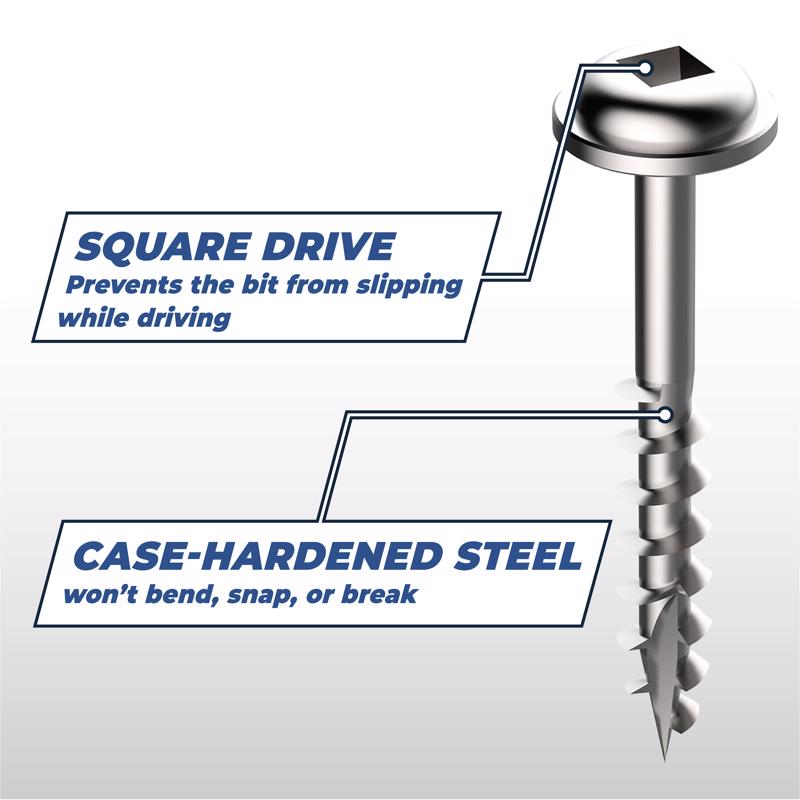 Kreg No. 8 X 1 in. L Square Zinc-Plated Pocket-Hole Screw 500 ct