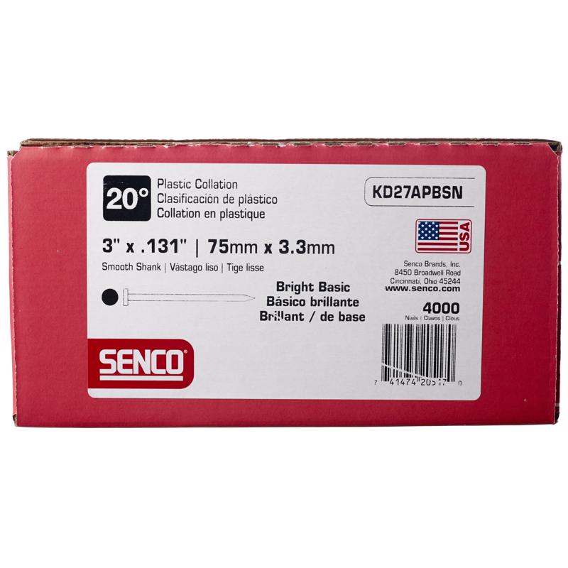 Senco 3 in. L X 16 Ga. Angled Strip Bright Framing Nails 20 deg 4,000 pk