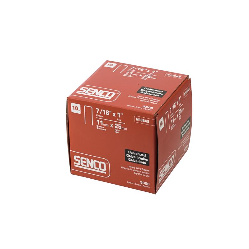 Senco 7/16 in. W X 1 in. L Galvanized Steel Wire Staples 16 Ga.