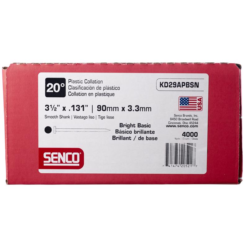 Senco 3-1/2 in. L X 16 Ga. Angled Strip Bright Framing Nails 20 deg 4000 pk